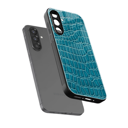 Croco Blue sleek samsung galaxy a17 5g cover with tempered glass back and TPU edges