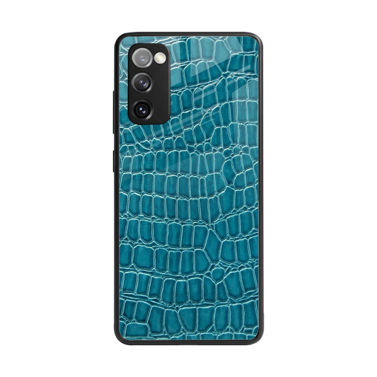 Croco Blue back phone cover | glass case for samsung galaxy s20 fe