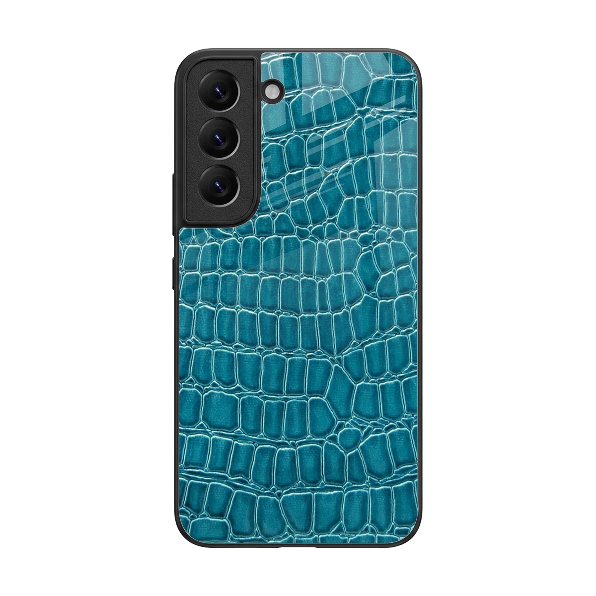 Croco Blue back phone cover | glass case for samsung galaxy s22