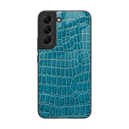 Croco Blue back phone cover | glass case for samsung galaxy s22