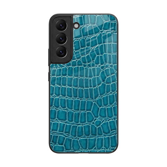 Croco Blue back phone cover | glass case for samsung galaxy s22