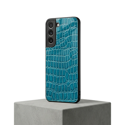 Croco Blue samsung galaxy s22 mobile cover | shockproof glass phone case