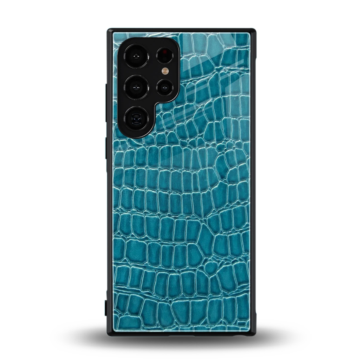 Croco Blue back phone cover | glass case for samsung galaxy s23 ultra