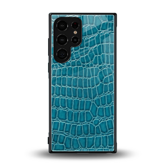 Croco Blue back phone cover | glass case for samsung galaxy s23 ultra