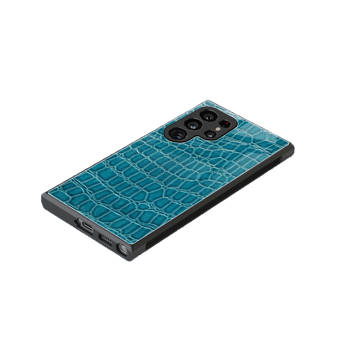 Croco Blue stylish phone case for samsung galaxy s24 ultra | glossy glass and slim fit