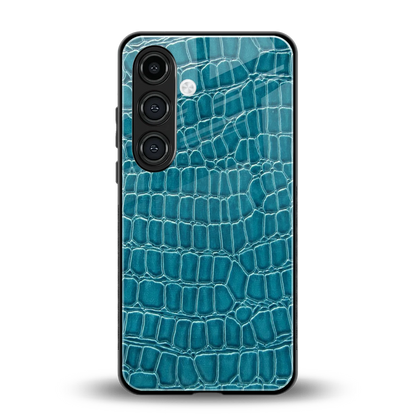 Croco Blue back phone cover | glass case for samsung galaxy s25