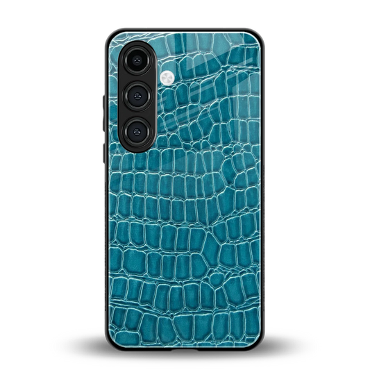 Croco Blue back phone cover | glass case for samsung galaxy s23 fe