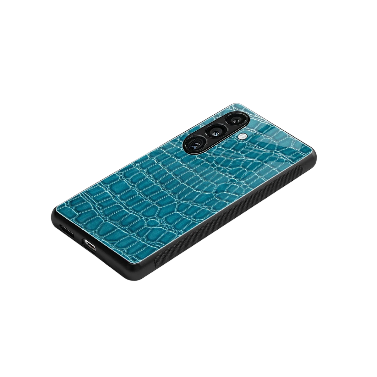 Croco Blue stylish phone case for samsung galaxy s24 | glossy glass and slim fit