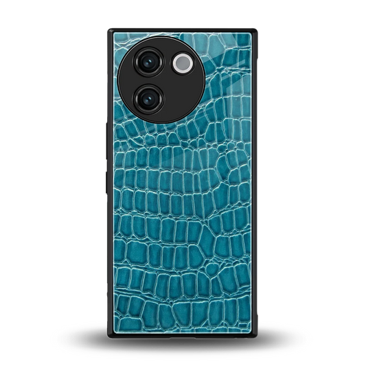 Croco Blue back phone cover | glass case for vivo v30e
