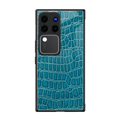 Croco Blue back phone cover | glass case forvivo v30 pro