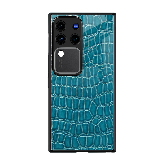 Croco Blue back phone cover | glass case forvivo v30 pro