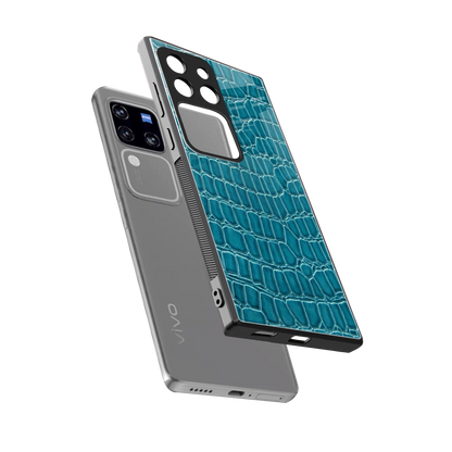 Croco Blue sleekvivo v30 pro cover with tempered glass back and TPU edges