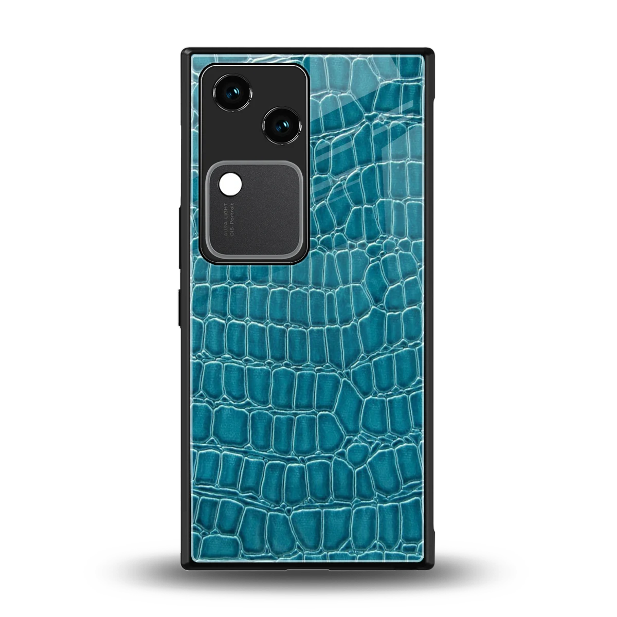 Croco Blue back phone cover | glass case for vivo v30