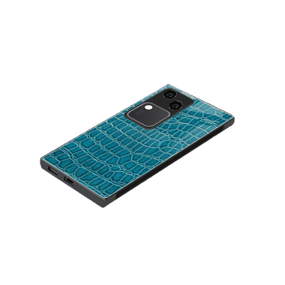 Croco Blue stylish phone case for vivo v30 | glossy glass and slim fit