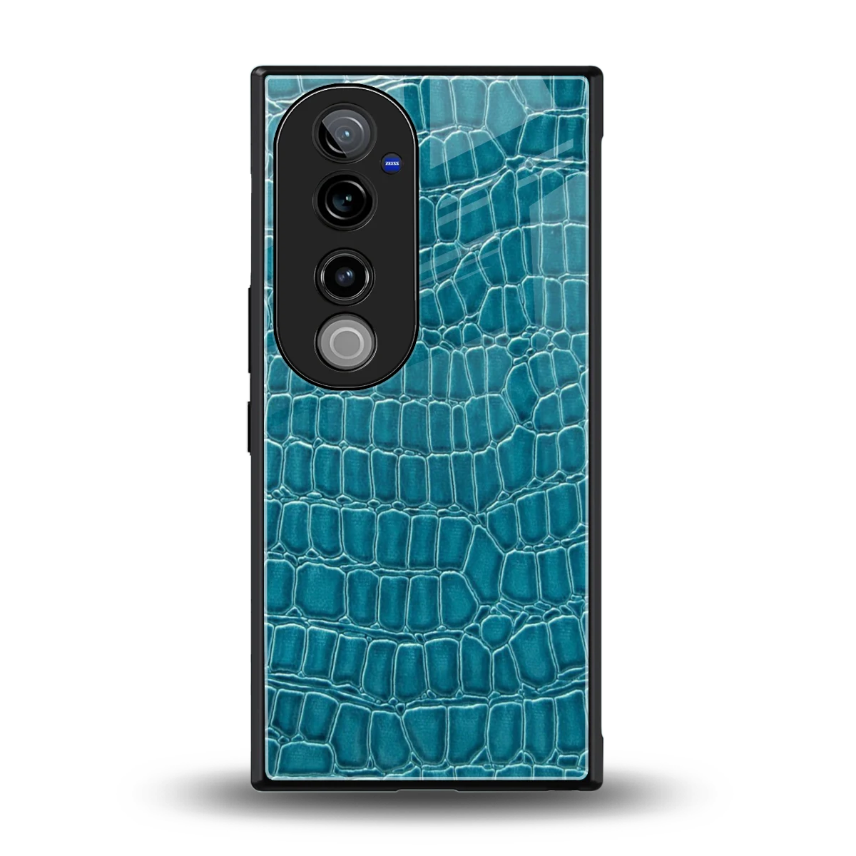 Croco Blue back phone cover | glass case for vivo v40 pro