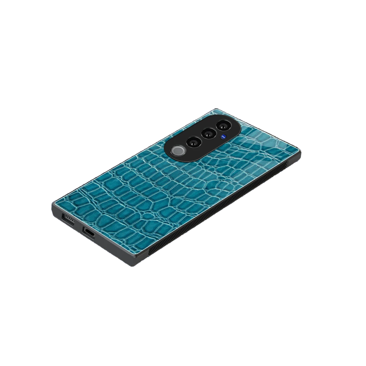 Croco Blue stylish phone case for vivo v40 pro | glossy glass and slim fit