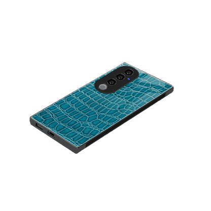 Croco Blue stylish phone case for vivo v40 pro | glossy glass and slim fit