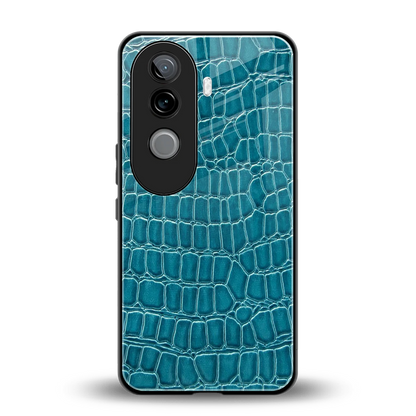Croco Blue back phone cover | glass case for vivo v40e