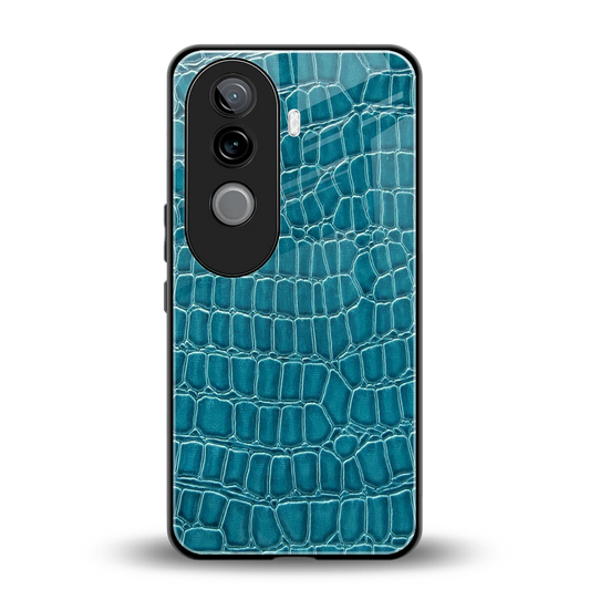 Croco Blue back phone cover | glass case for vivo v40e