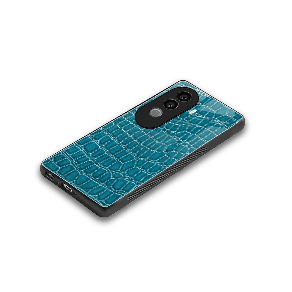 Croco Blue stylish phone case for vivo v40e | glossy glass and slim fit