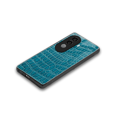 Croco Blue stylish phone case for vivo v40e | glossy glass and slim fit