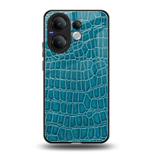 Croco Blue back phone cover | glass case for vivo v60