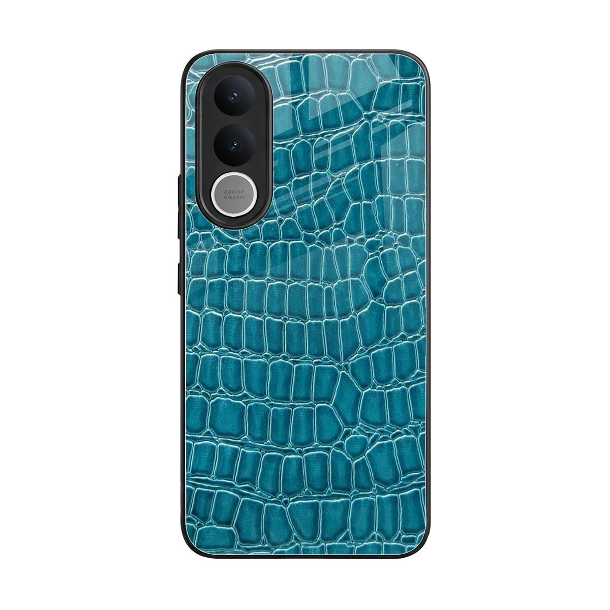 Croco Blue back phone cover | glass case for vivo v70 fe