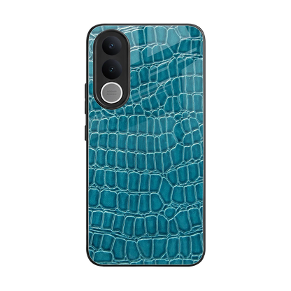 Croco Blue back phone cover | glass case for vivo v70 fe
