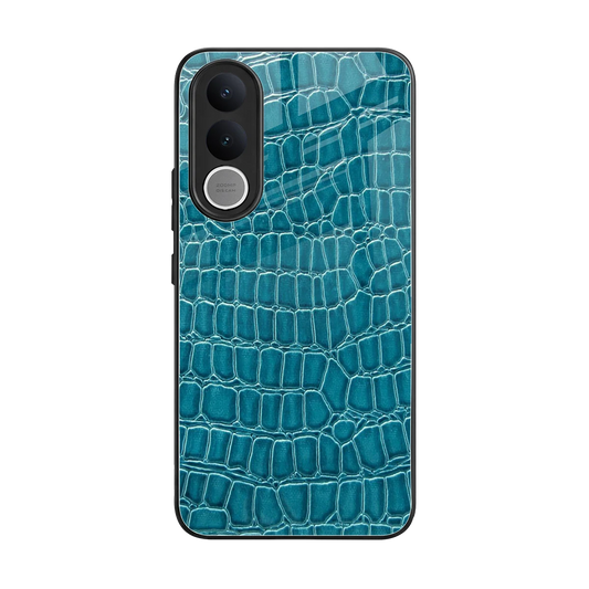 Croco Blue back phone cover | glass case for vivo v70 fe