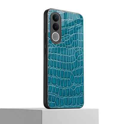 Croco Blue vivo v70 fe mobile cover | shockproof glass phone case