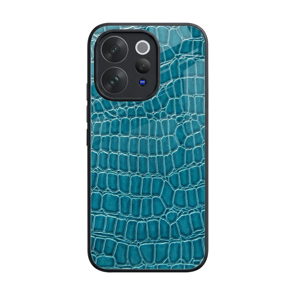 Croco Blue back phone cover | glass case for vivo v70