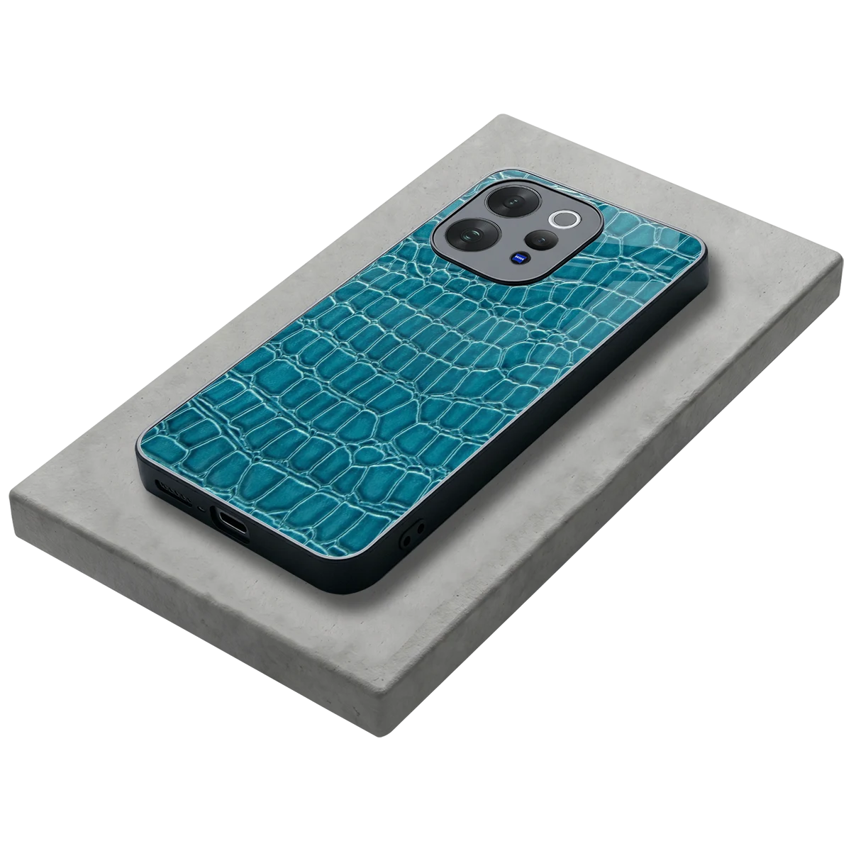 Croco Blue stylish phone case for vivo v70 | glossy glass and slim fit