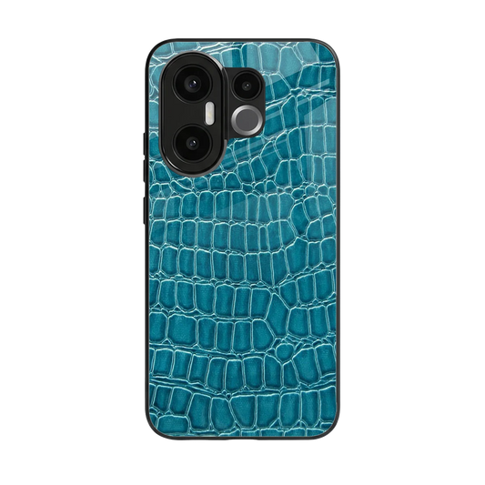 Croco Blue back phone cover | glass case for vivo x200 fe