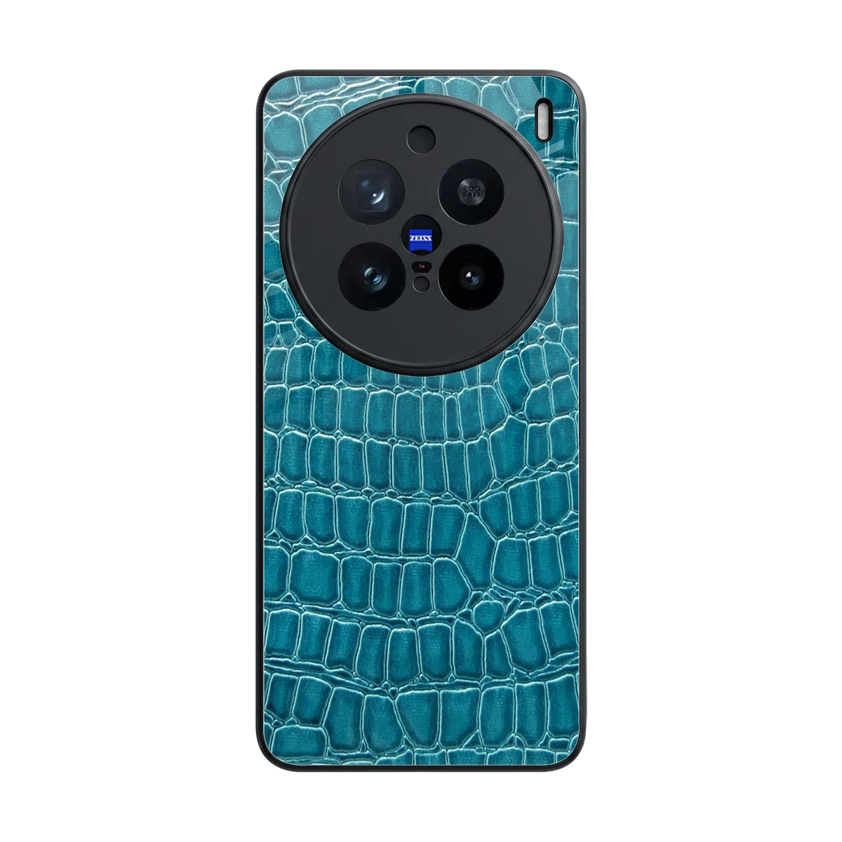 Croco Blue back phone cover | glass case for vivo x200 pro