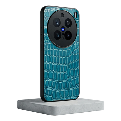 Croco Blue vivo x200 pro mobile cover | shockproof glass phone case