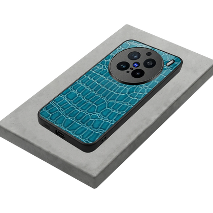 Croco Blue stylish phone case for vivo x200 pro | glossy glass and slim fit