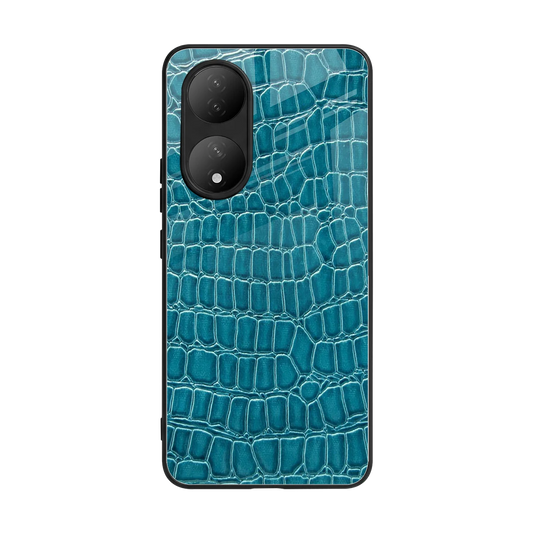 Croco Blue back phone cover | glass case for Vivo-y100