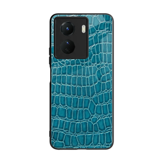 Croco Blue back phone cover | glass case for vivo y16