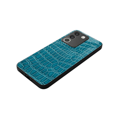 Croco Blue stylish phone case for vivo y200 5g | glossy glass and slim fit