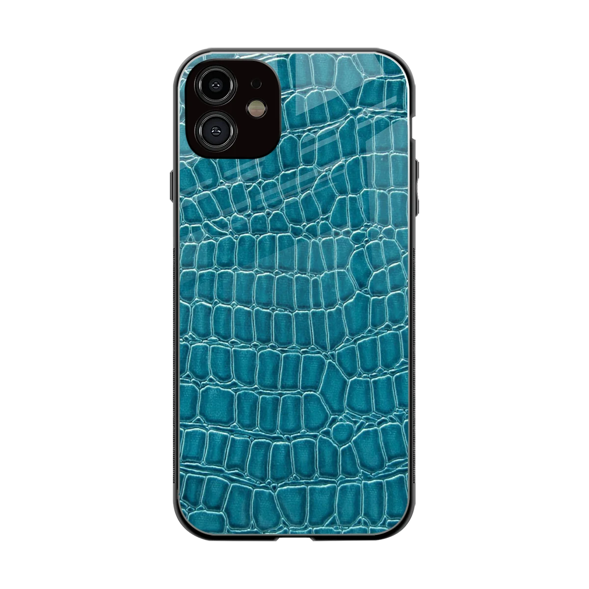 Croco Blue back phone cover | glass case for iphone 12