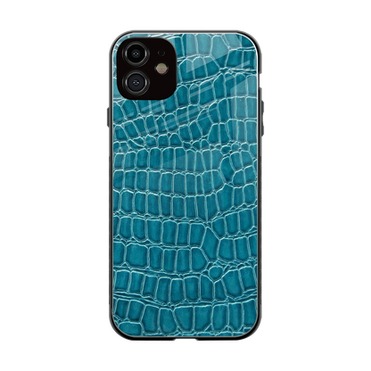 Croco Blue back phone cover | glass case for iphone 12