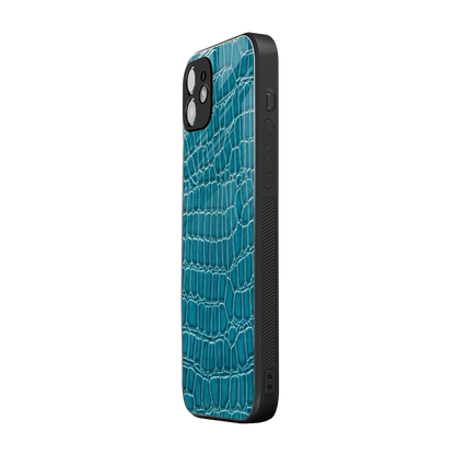 Croco Blue iphone 12 mobile cover | shockproof glass phone case