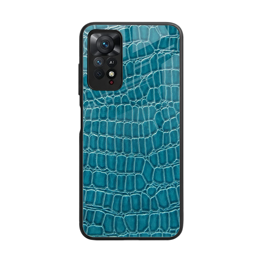 Croco Blue back phone cover | glass case for redmi note 11 pro