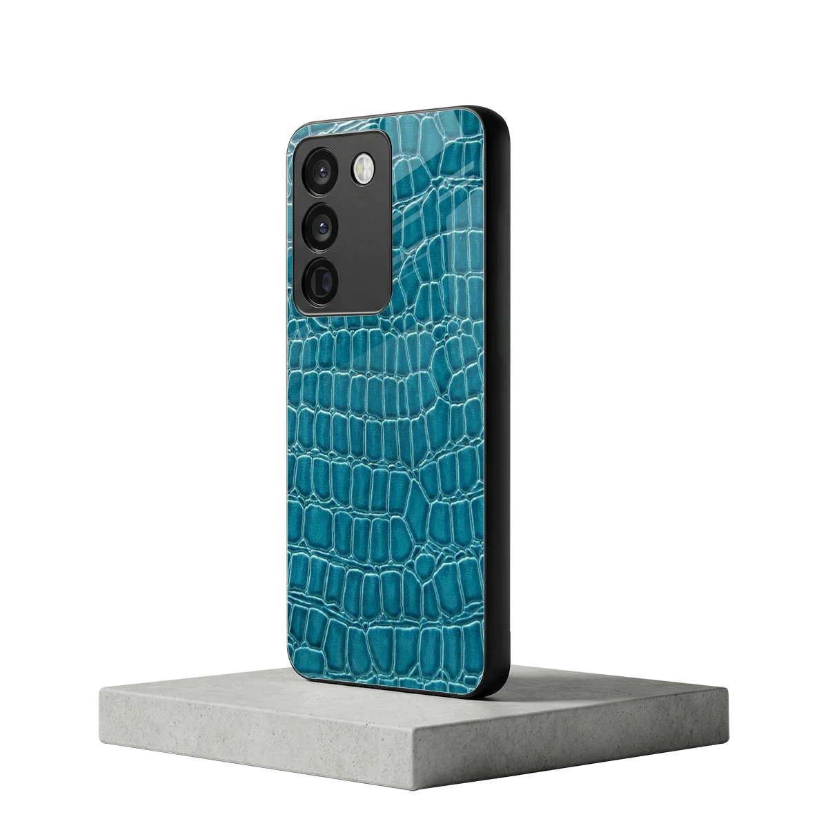 Croco Blue vivo y200 5g mobile cover | shockproof glass phone case