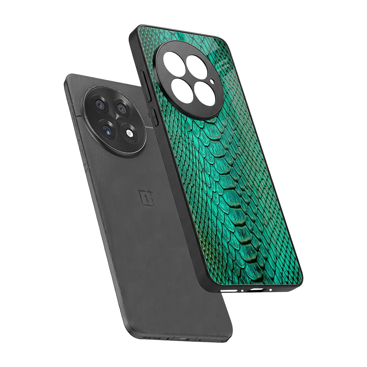Croco Emerald sleek oneplus 13 cover with tempered glass back and TPU edges