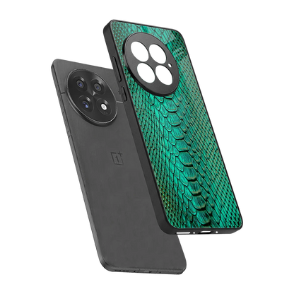 Croco Emerald sleek oneplus 13 cover with tempered glass back and TPU edges