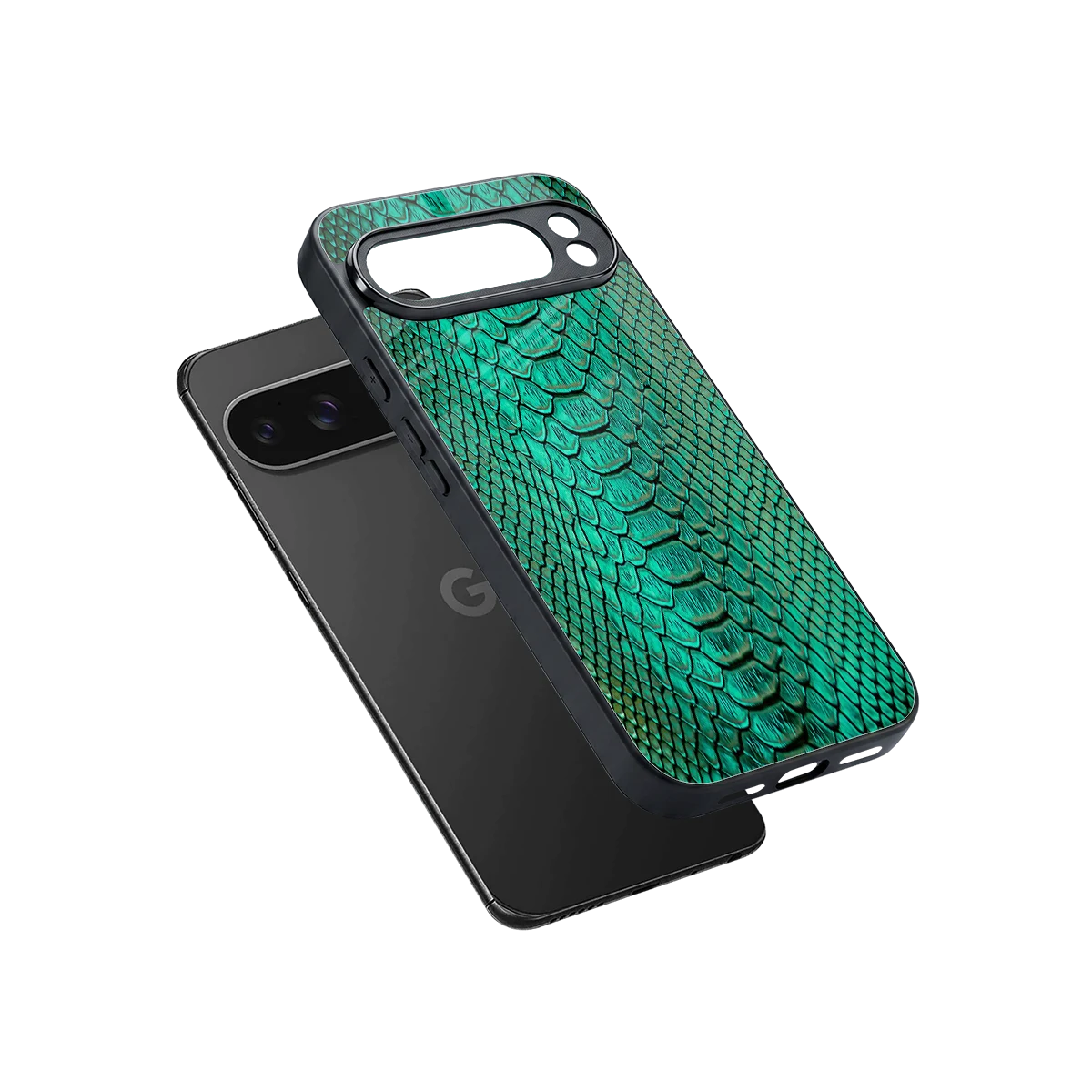 Croco Emerald sleek google pixel 10 pro xl cover with tempered glass back and TPU edges