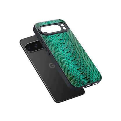 Croco Emerald sleek google pixel 10 pro xl cover with tempered glass back and TPU edges