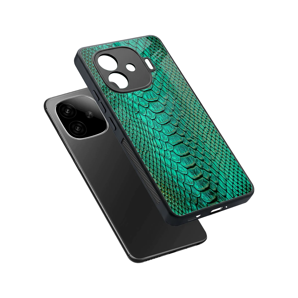 Croco Emerald sleek iqoo neo 10r 5g cover with tempered glass back and TPU edges