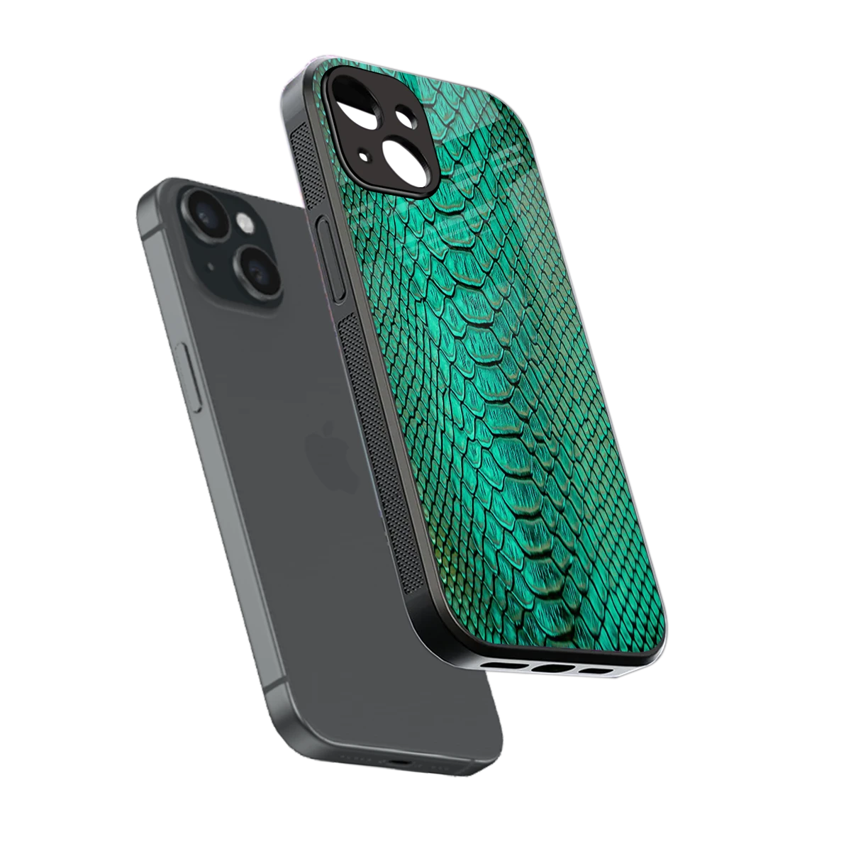 Croco Emerald sleek iphone 13 cover with tempered glass back and TPU edges
